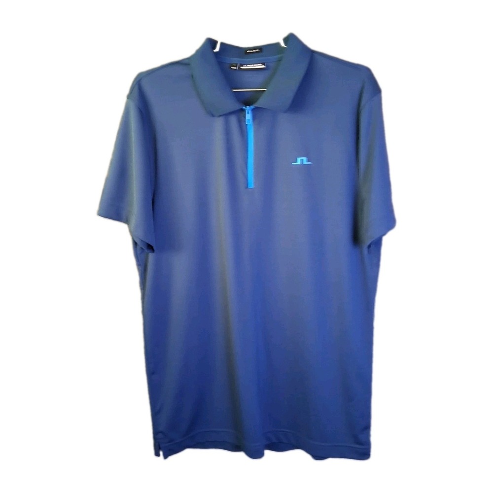 J Lindeberg Polo Men's Large Blue Regular Fit 1/4 Zip Golf Performance